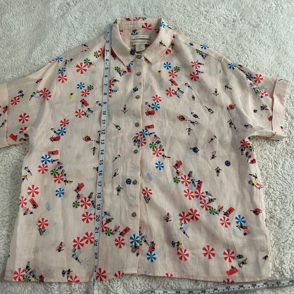 Cynthia Rowley Light Pink Beach Print Button-Up Blouse - Picture 5 of 6